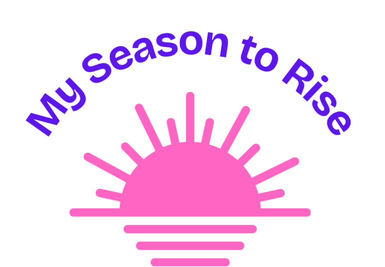 Jennifer Swann's "My Season to Rise" coaching logo. There is a sun rising underneath the words "My Season to Rise" in an arc.